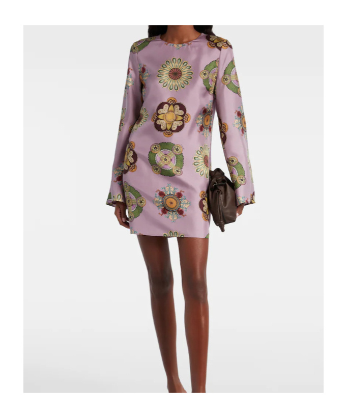 La Doublej Supremes Swing Silk Twill Minidress In Multi