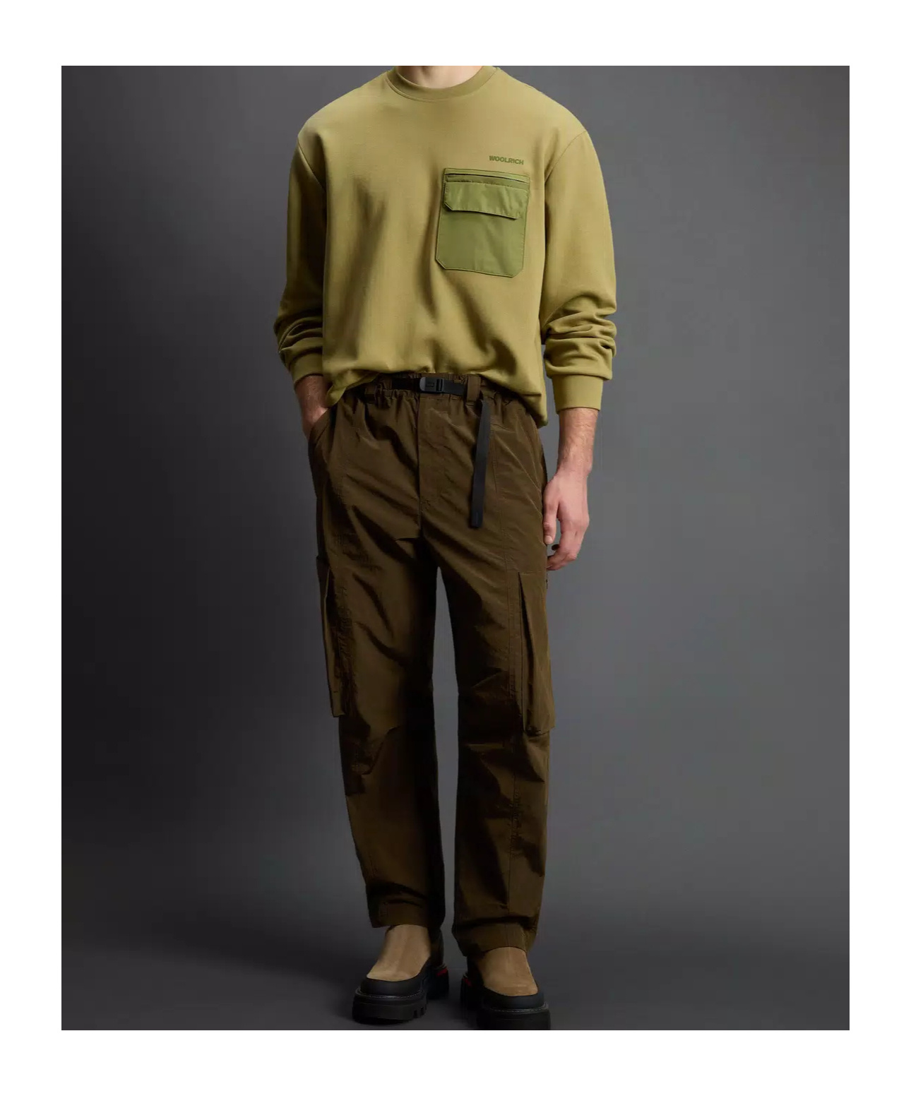 Woolrich Belt Casual Pants In Green