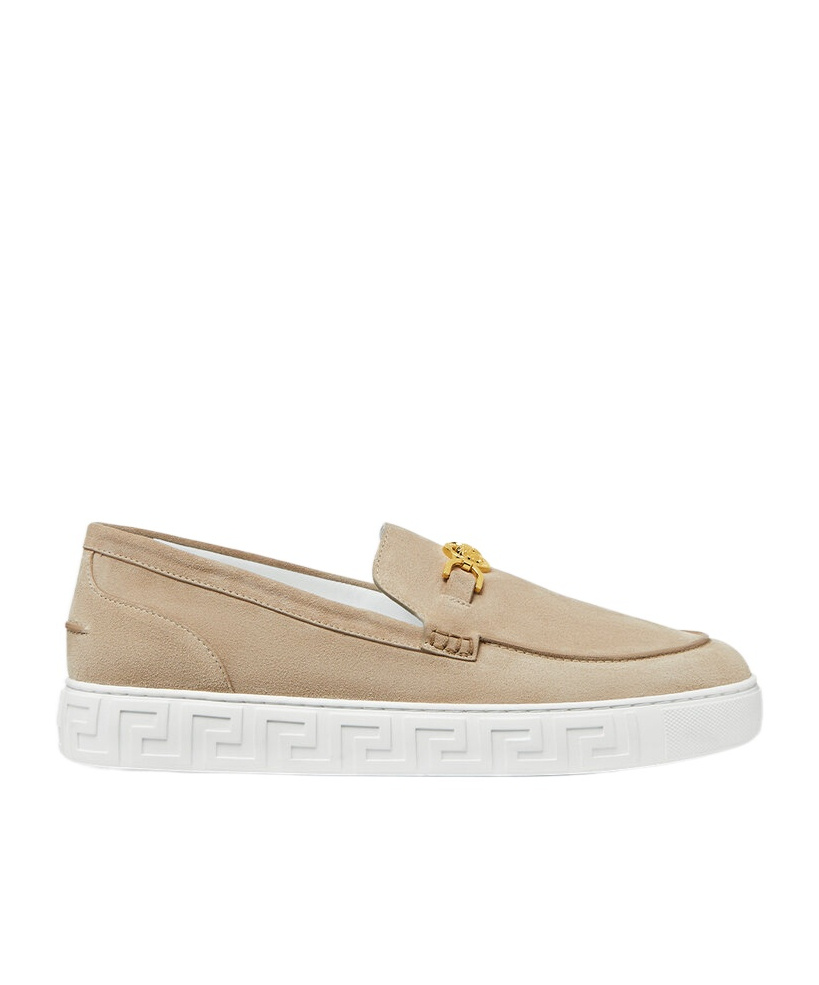 Versace Man Sneakers Beige Size 12 Leather In Nude
