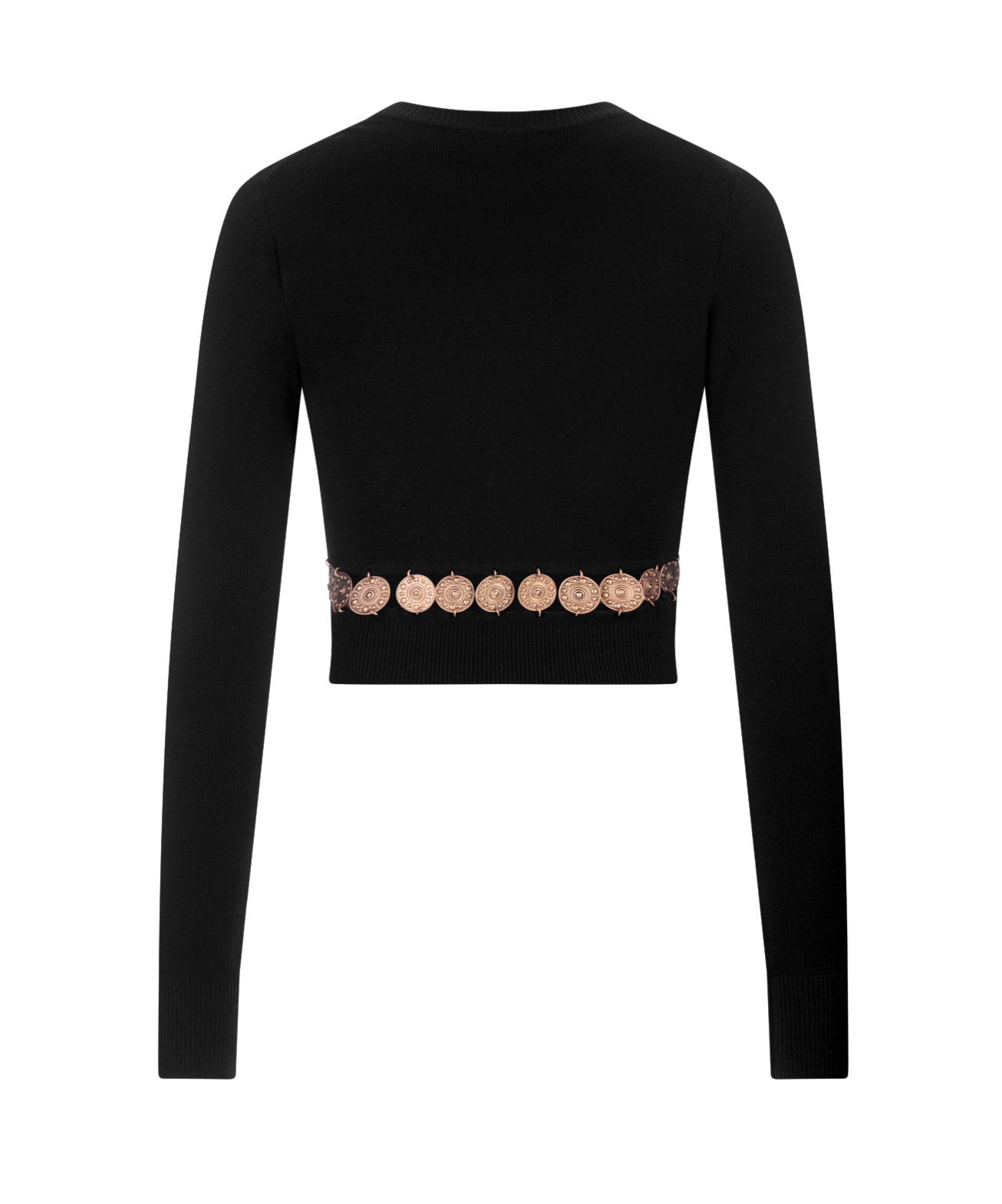 Rabanne Ribbed-knit Stud Embellished Cropped Top In Black