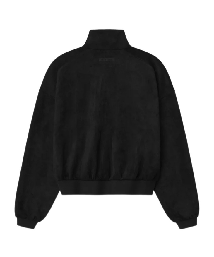 Essentials Black Holiday Faux-suede Fleece Vintage Track Jacket In Black