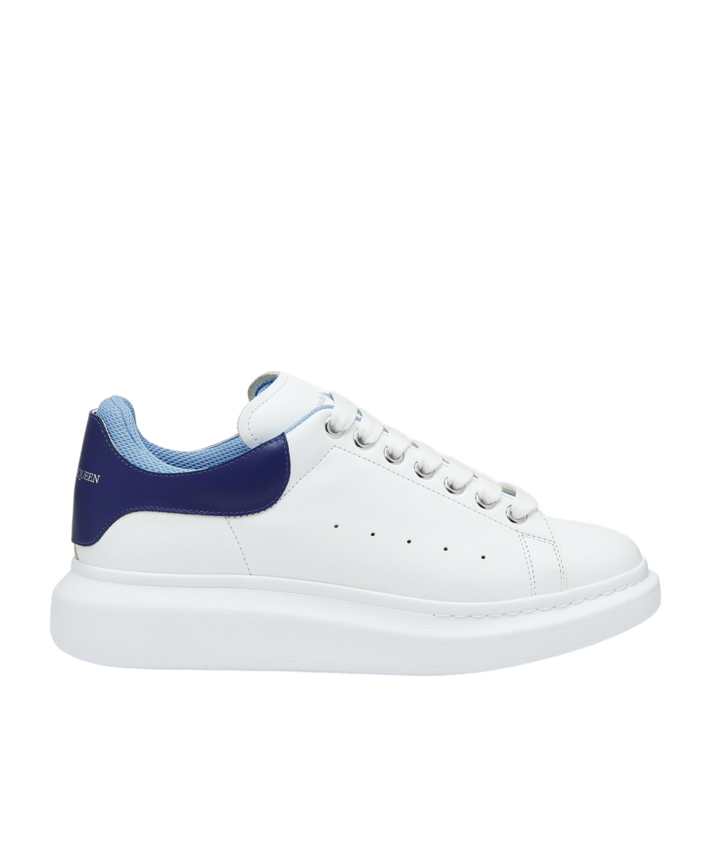 Alexander Mcqueen Leather Platform Sneakers Perforated Detailing In White
