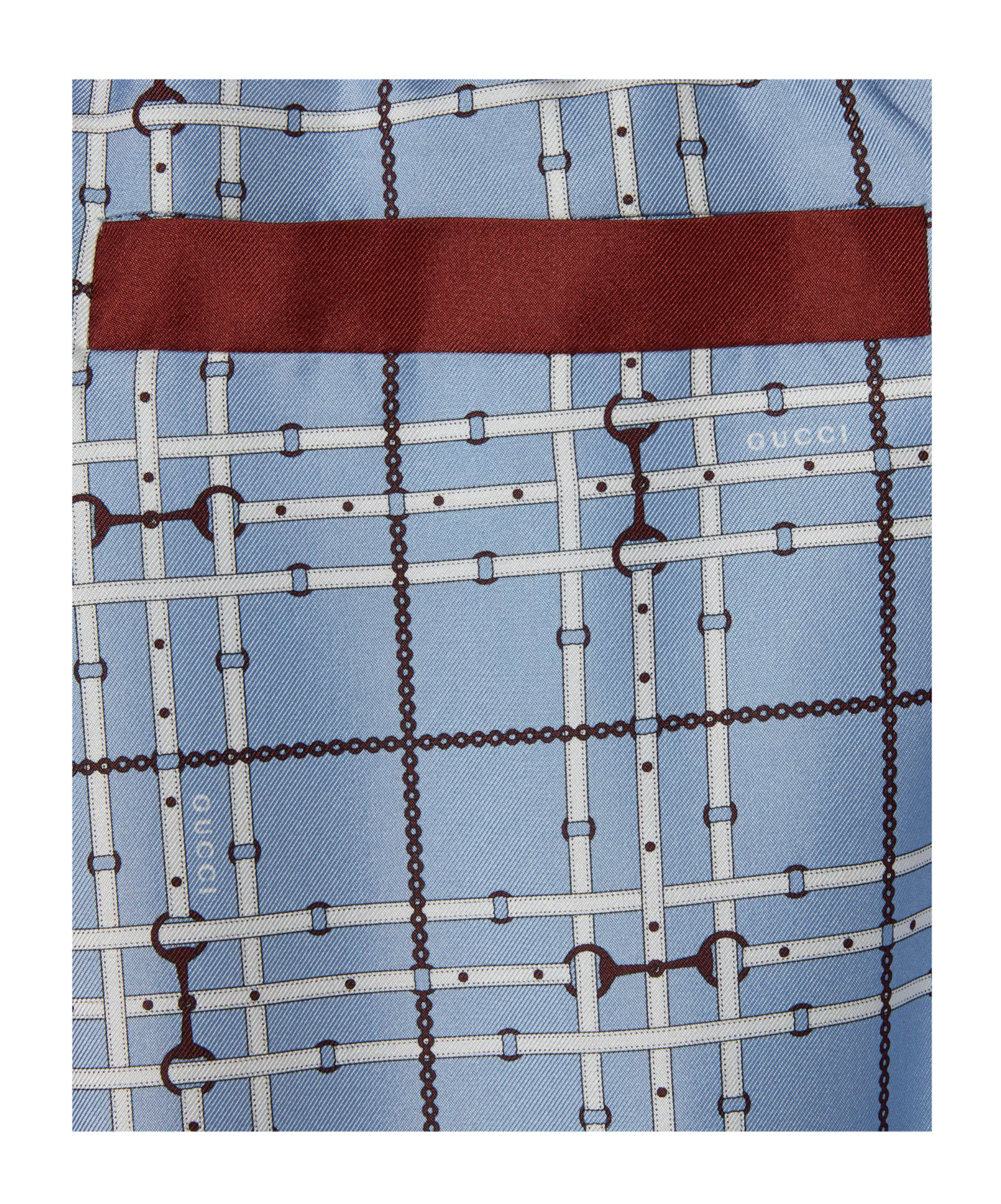 Gucci Printed Silk Twill Pants In Blue
