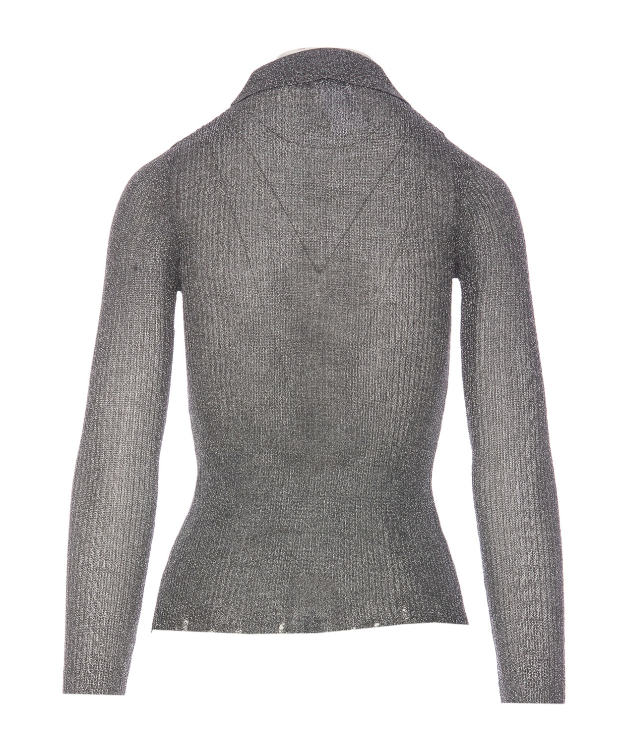 PINKO LUREX OPEN-KNIT POLO TOP