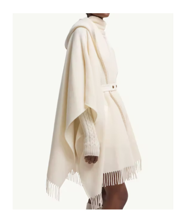 Moncler Belted Wool Cape In White