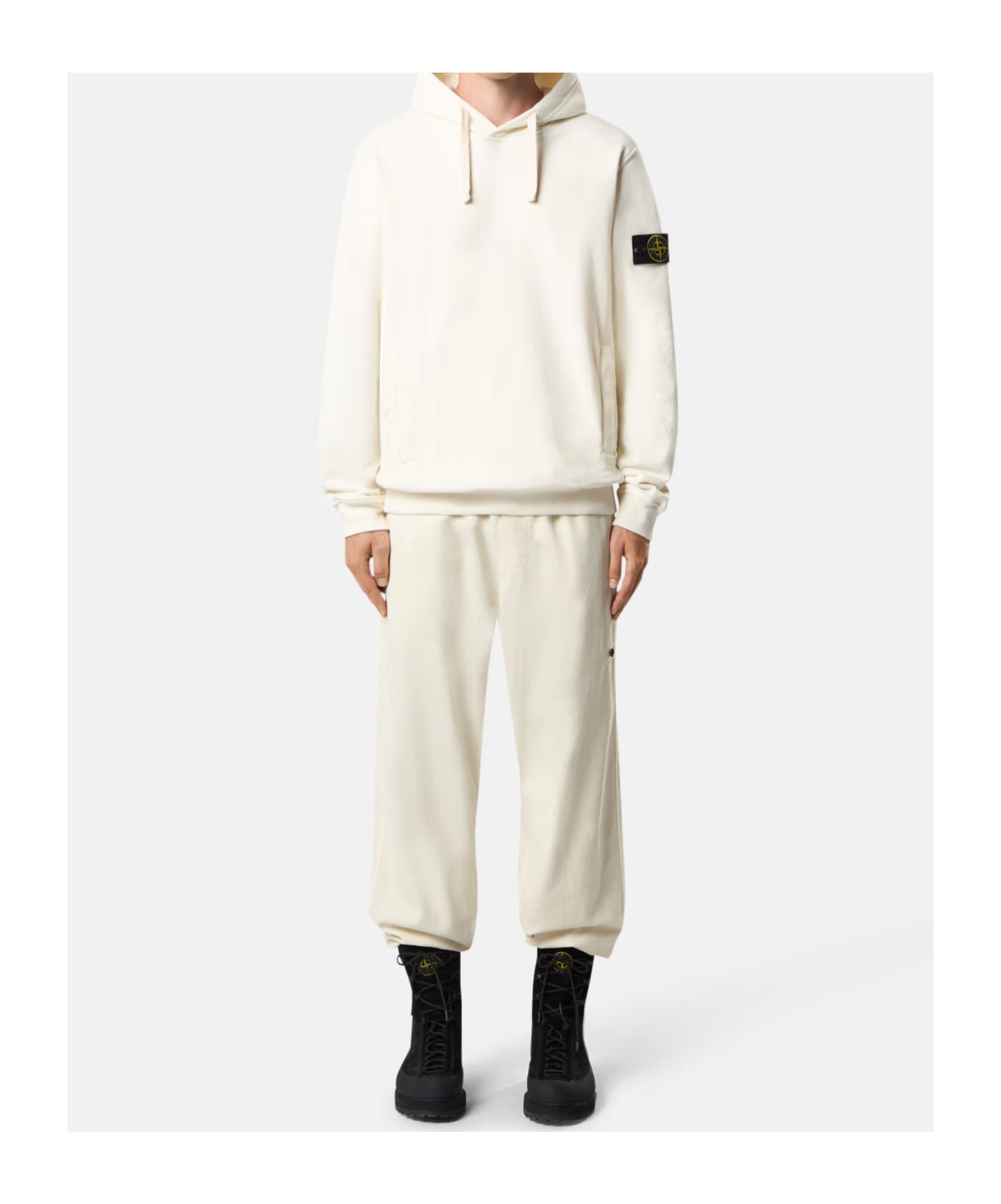 Stone Island Regular-fit Hooded Sweatshirt With Pouch Podket In Neutral