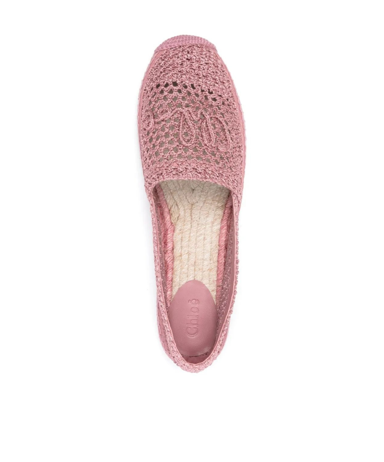 Chloé Antiqued Pink Crochet Isla Espadrilles In Pink