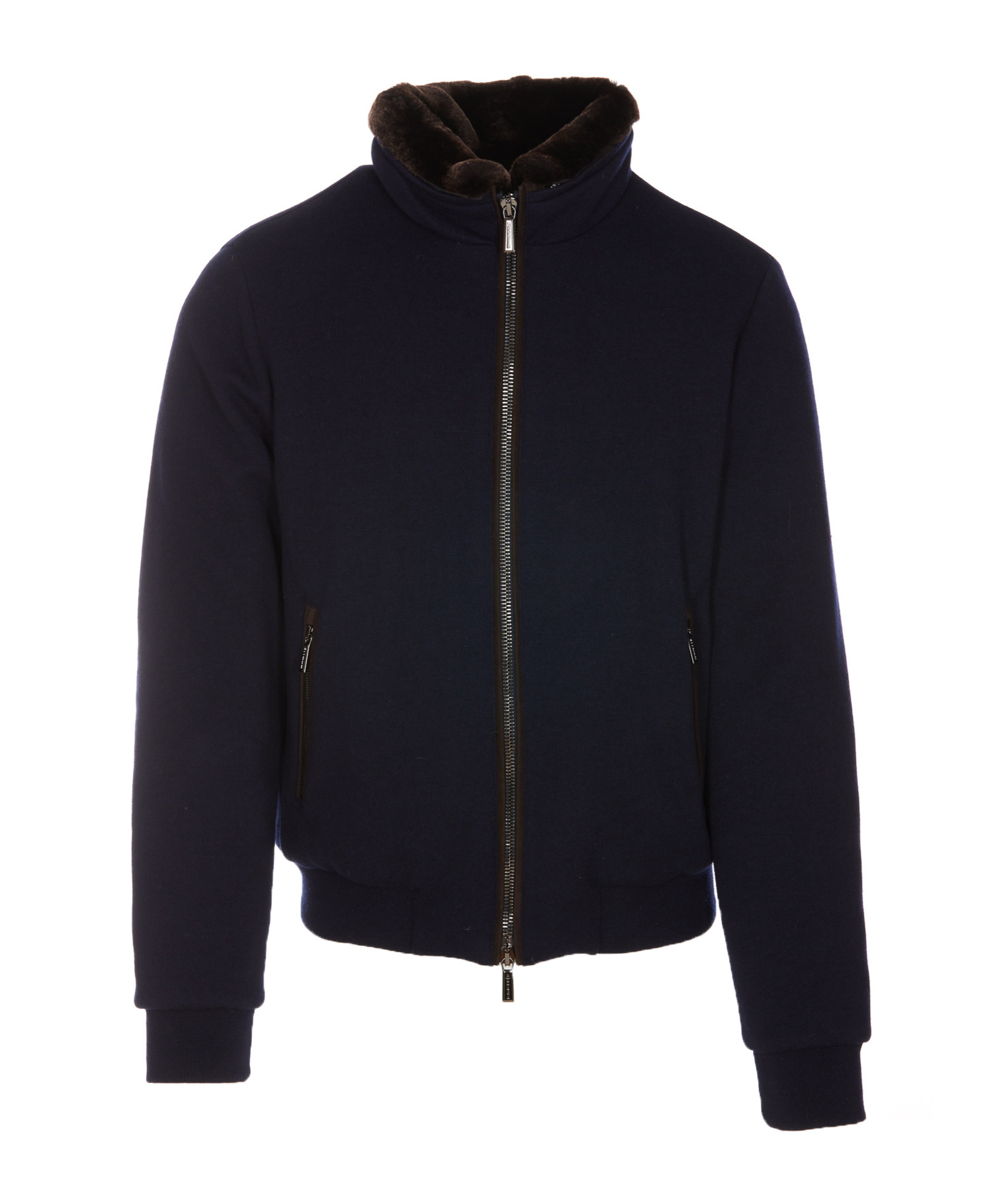 Moorer Padded Bomber Jacket In Wool And Cashmere In Black