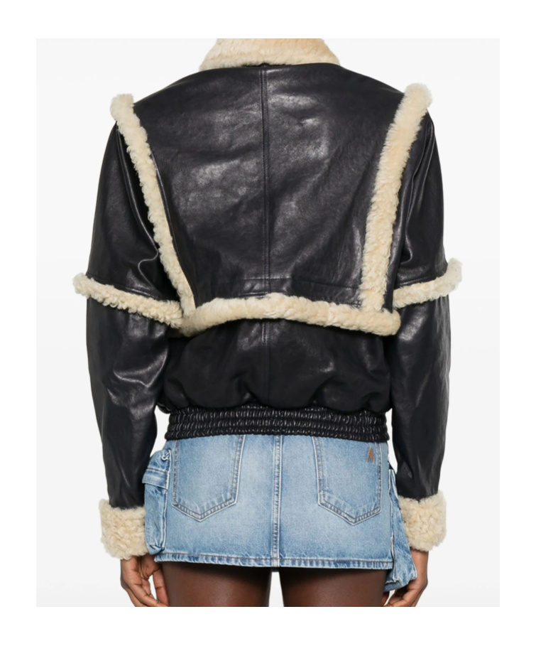 Magda Butrym Shearling Trim Jacket Front Pockets In Black