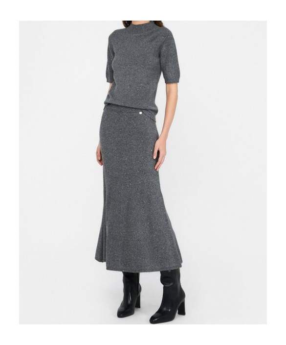 Liu •jo Sequined Knit Midi Skirt In Gray