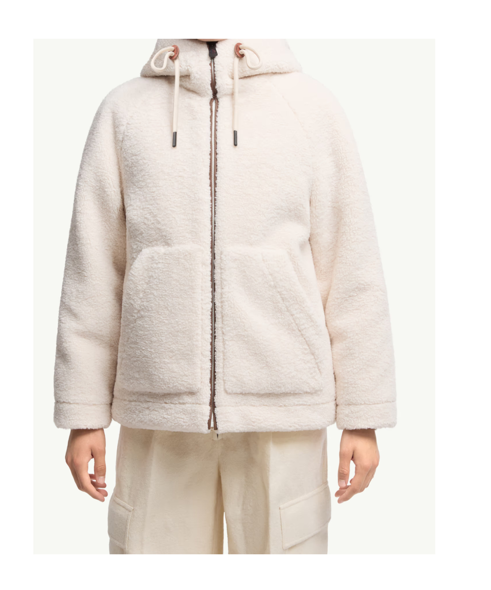 Moncler Yushan Reversible Teddy Short Padded Jacket In White