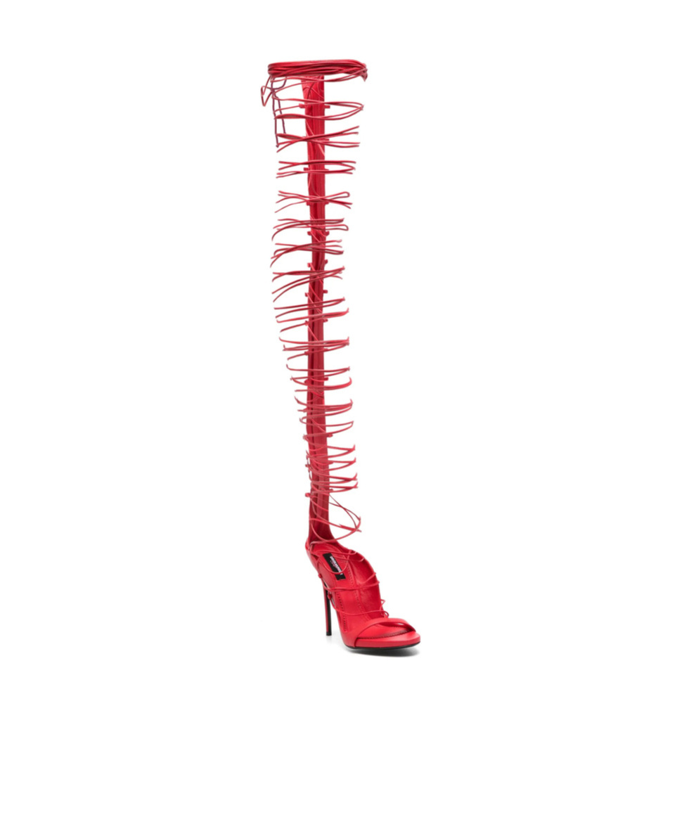 Dsquared2 Lace-up Stiletto Sandals In Red