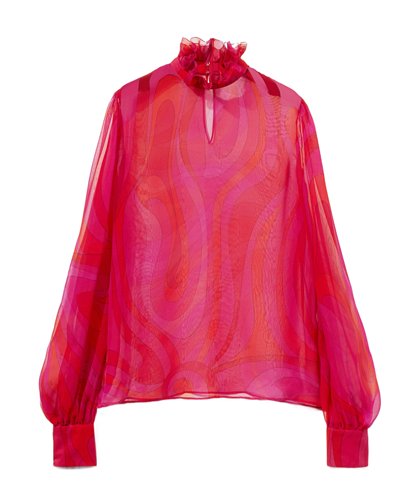 EMILIO PUCCI SEMI-SHEER SILK CHIFFON BLOUSE 