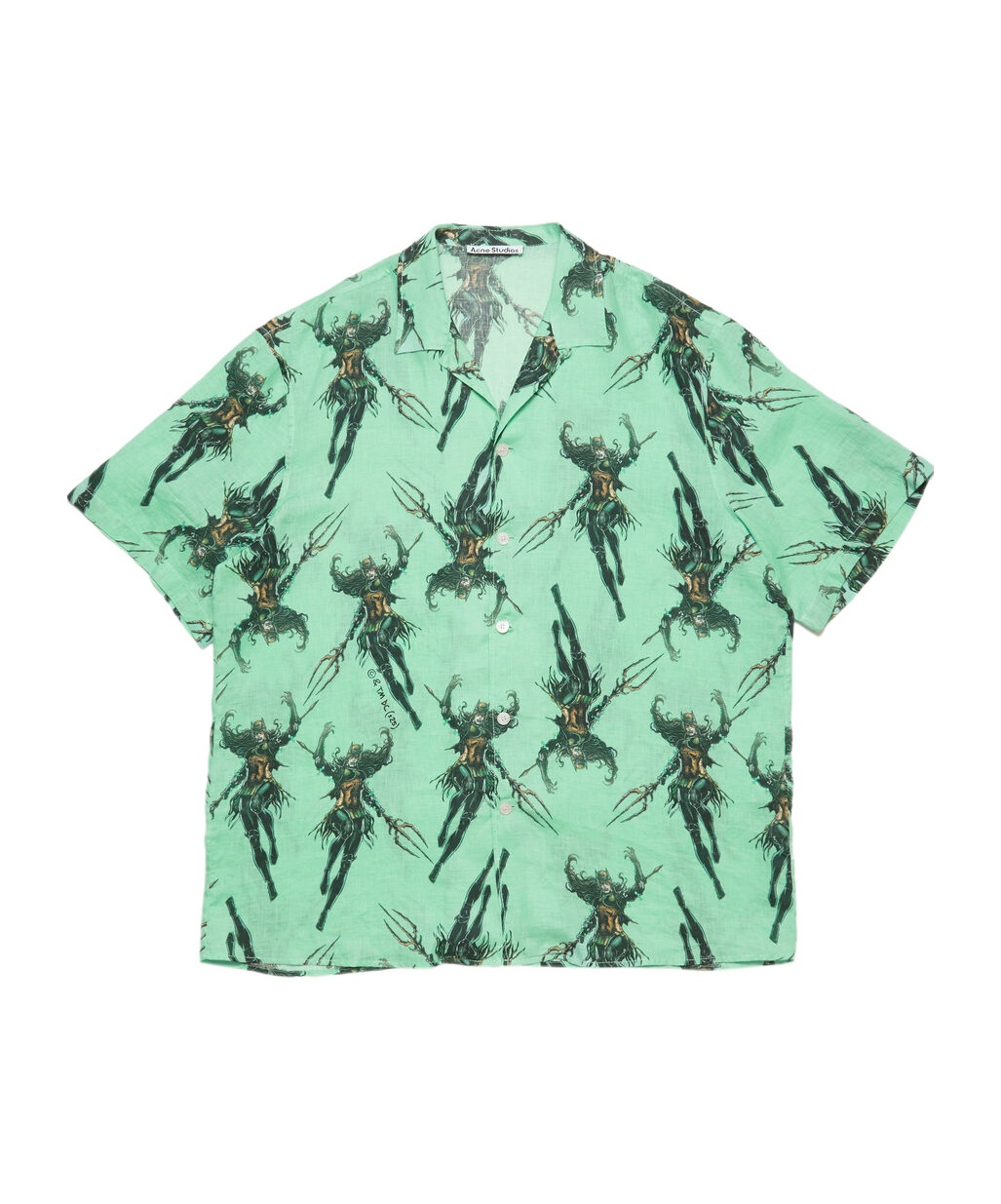 Acne Studios Printed Button-down Shirt In Green