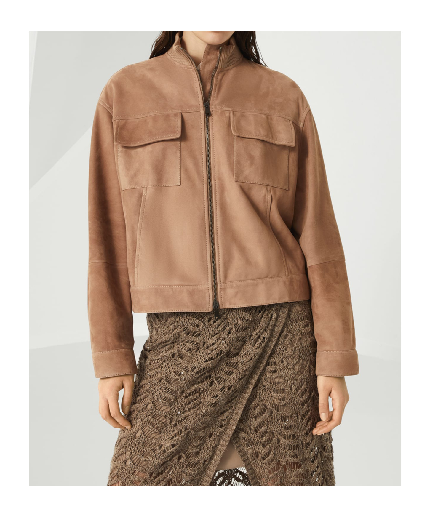 Brunello Cucinelli Couture Suede Jacket In Brown