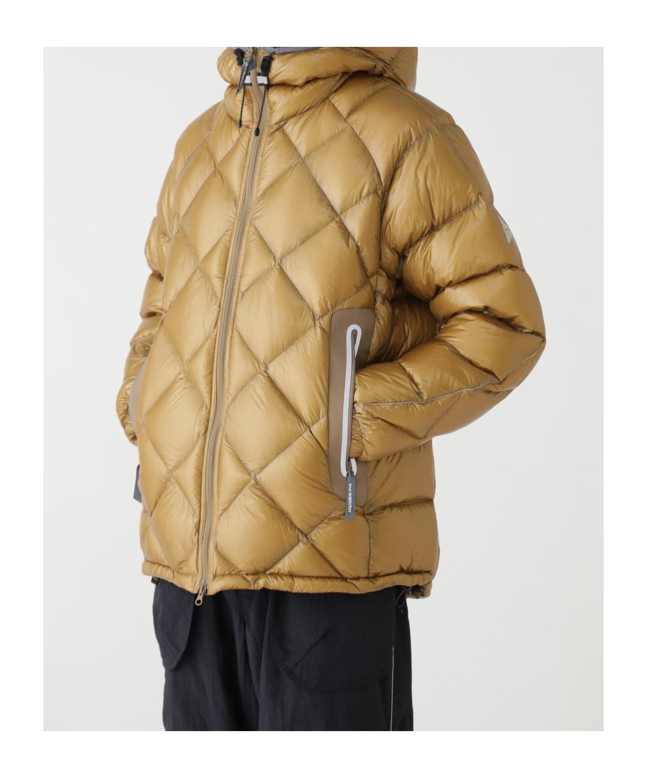 And Wander Brown Diamond Stitch Down Jacket In Brown