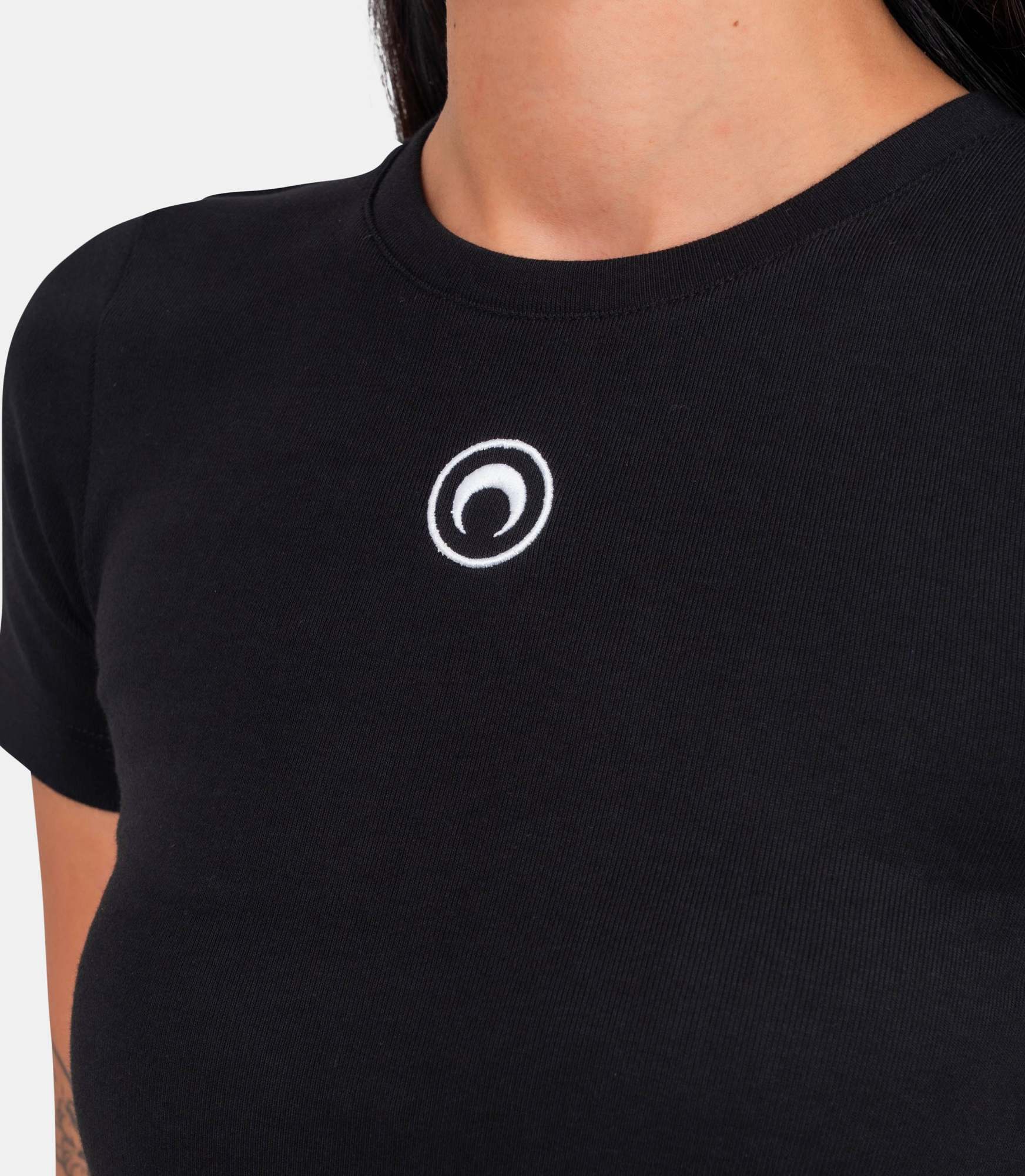 Marine Serre Round-neck Short-sleeved T-shirt In Black