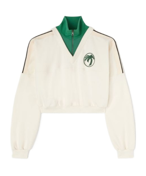 Palm Angels Off-white & Green Oval Palm Sweatshirt In White