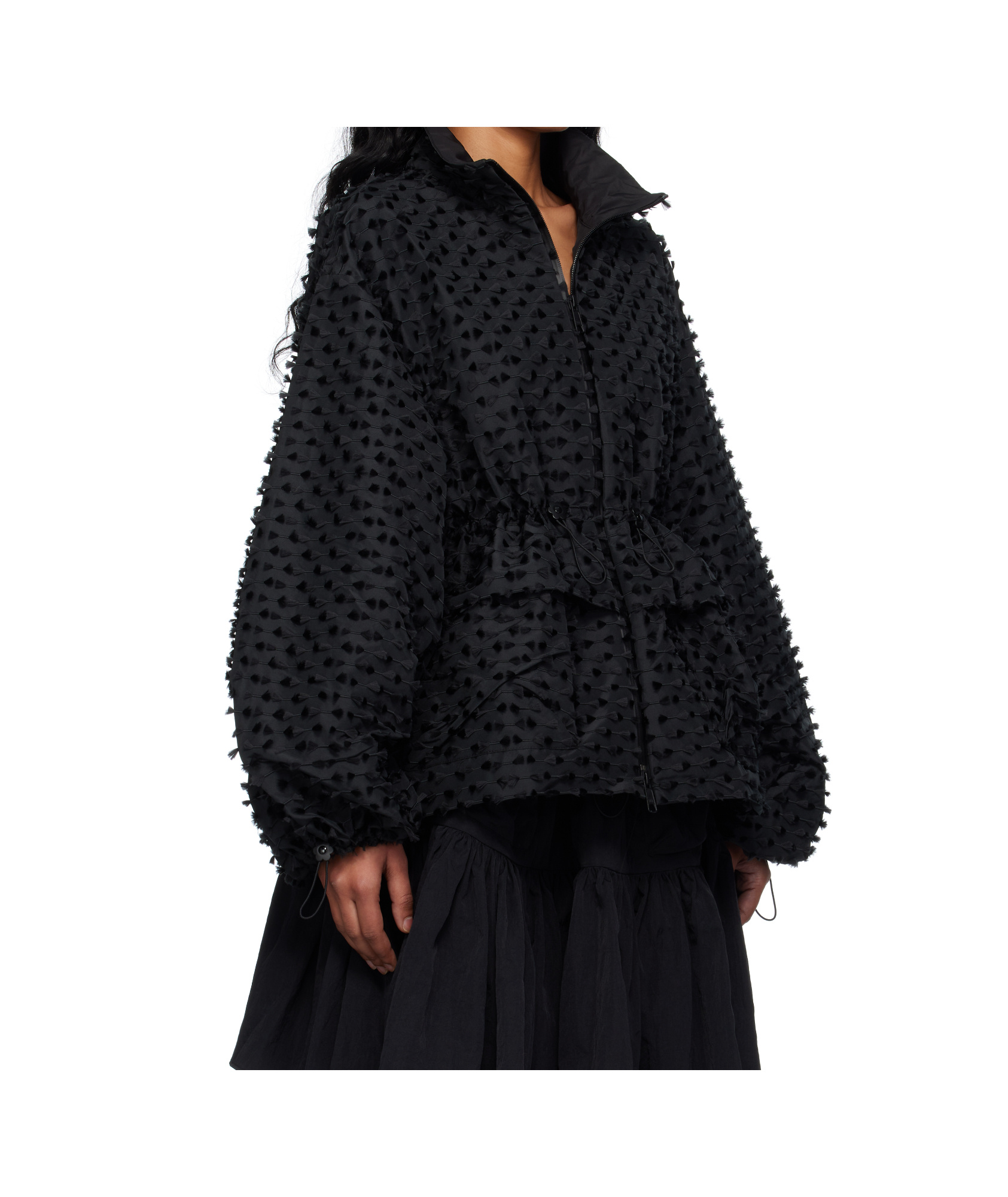 Cecilie Bahnsen Textured Balloon-sleeve Jacket In Black