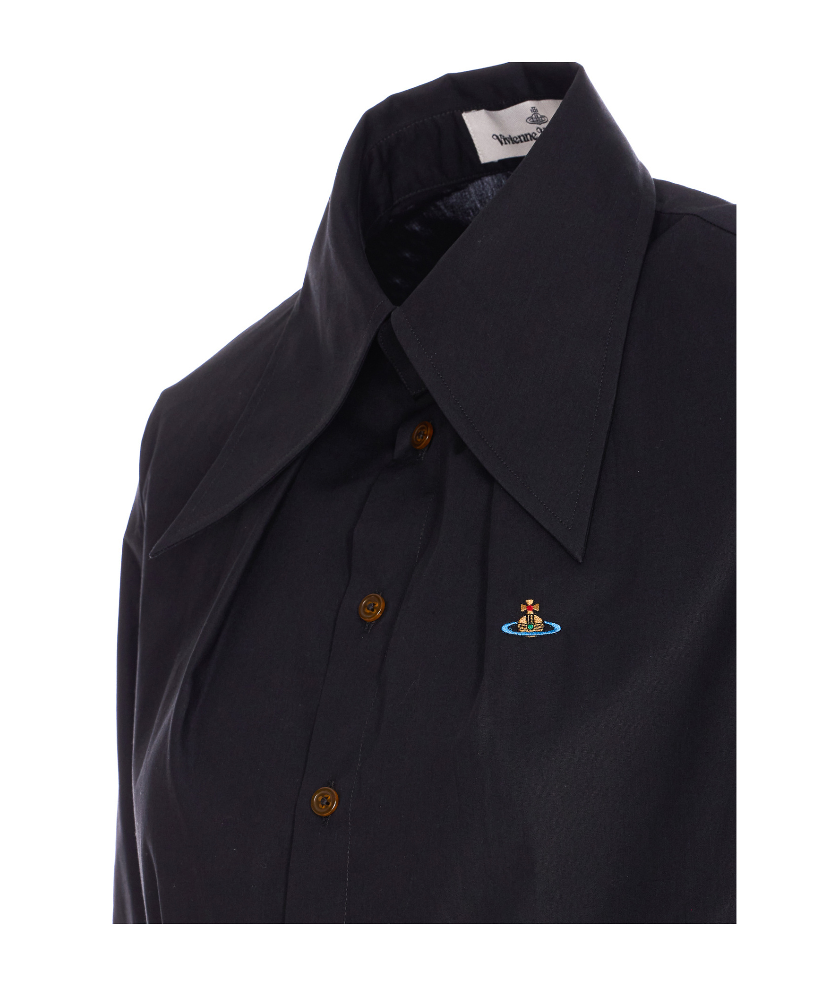 Shop Vivienne Westwood Orb Embroidered Shirt In Black