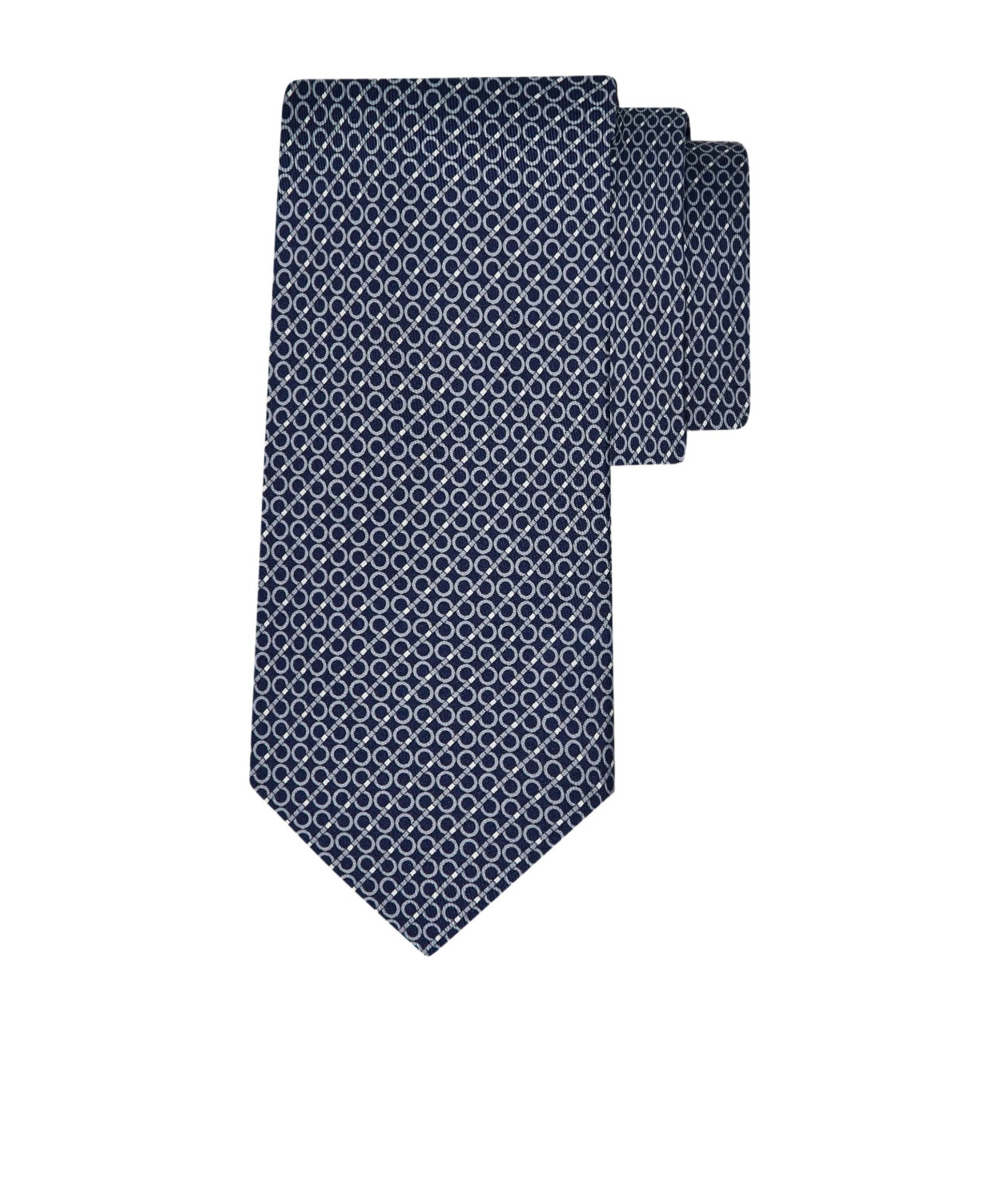 Ferragamo Gancini Regimental Print Silk Tie In Blue