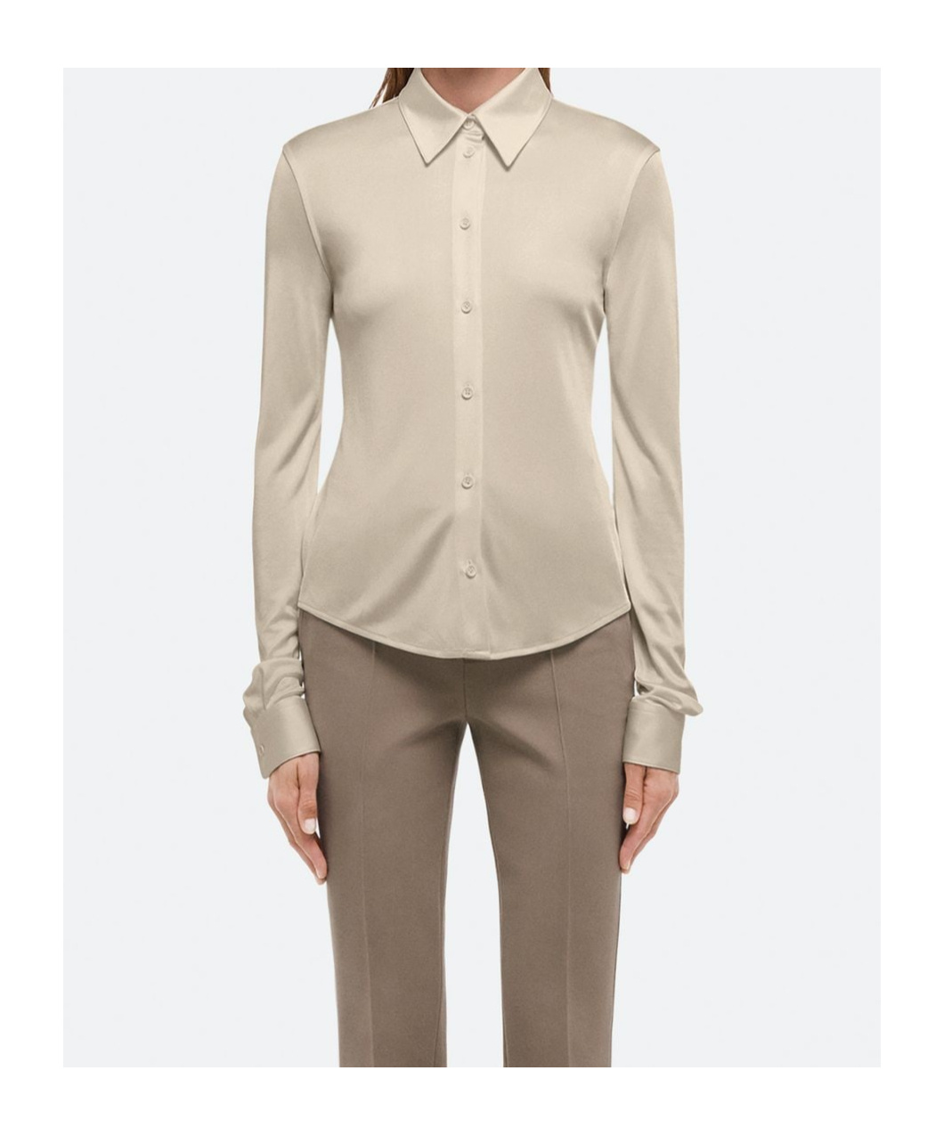 Helmut Lang Fluid Button-front Shirt In Nude