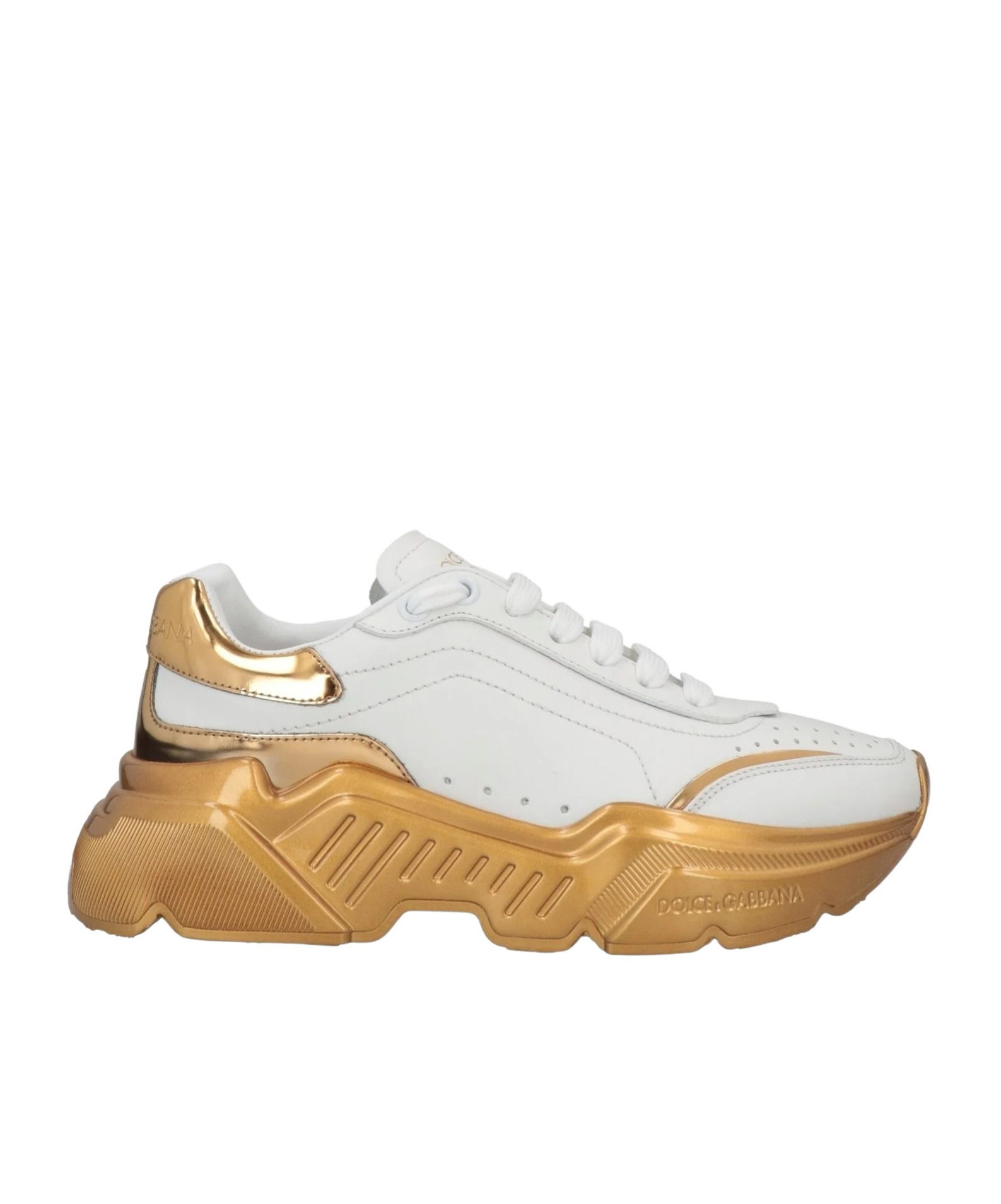 Dolce & Gabbana Two-tone Leather Platform Sneakers In White