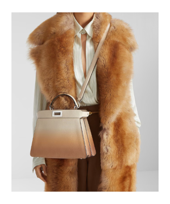 Fendi Small Peekaboo Gradient-effect Tote Bag In Brown