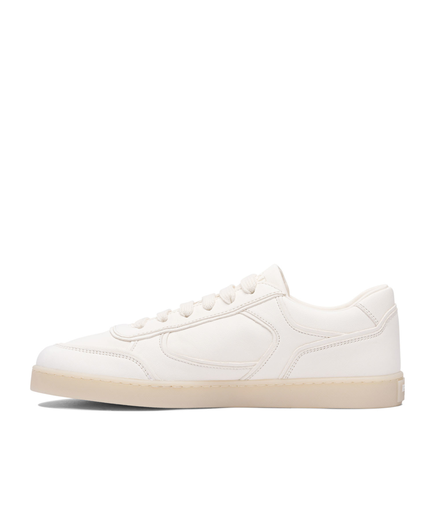 Prada Leather Low-top Sneakers Round Toe In Nude