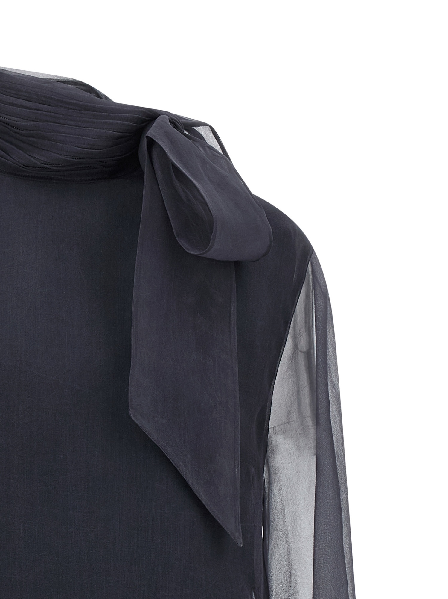 Brunello Cucinelli Crispy Silk Blouse Shirt And Blouse Gray In Blue