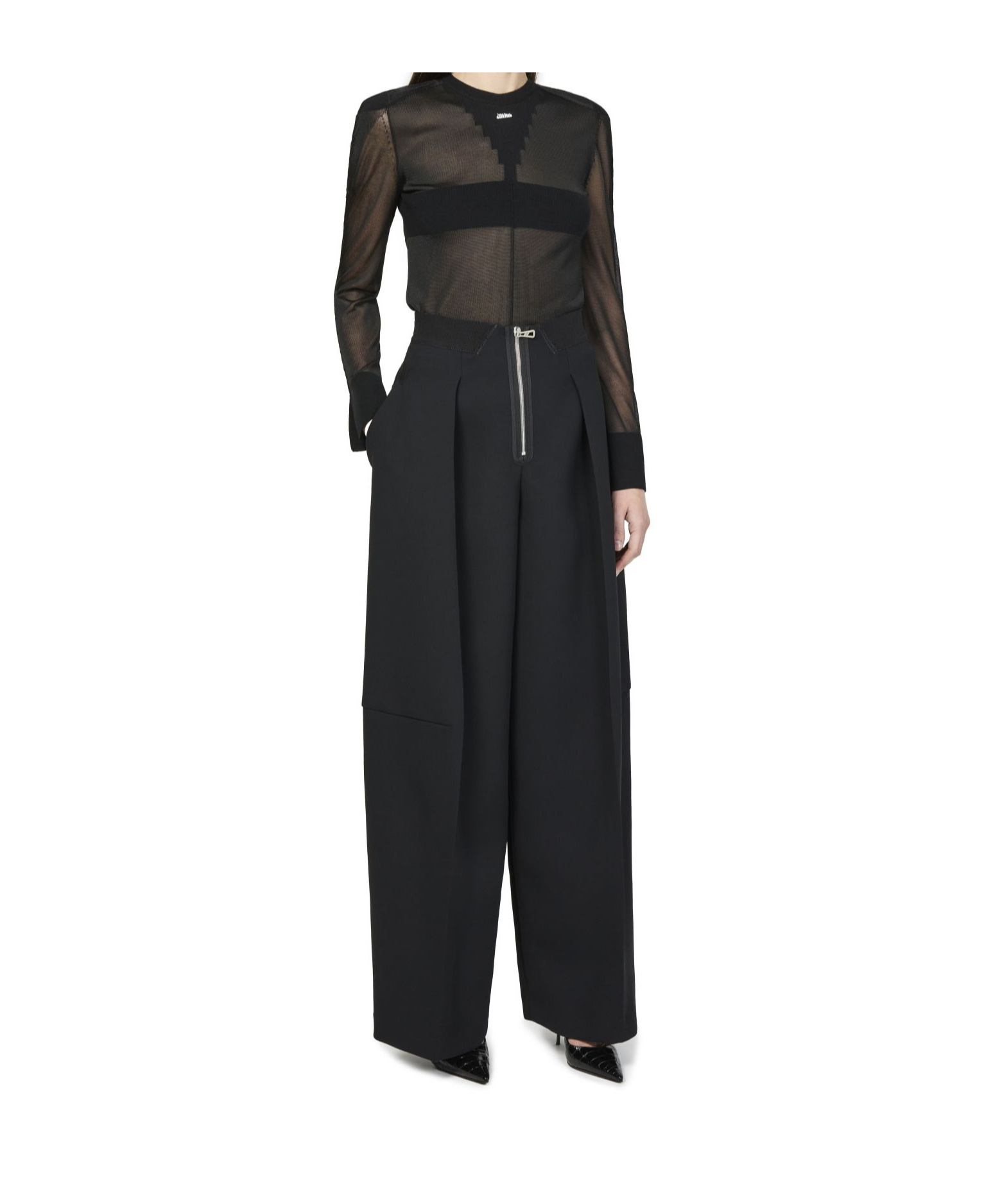 Jean Paul Gaultier Pleated Wide-leg Track Pants In Black