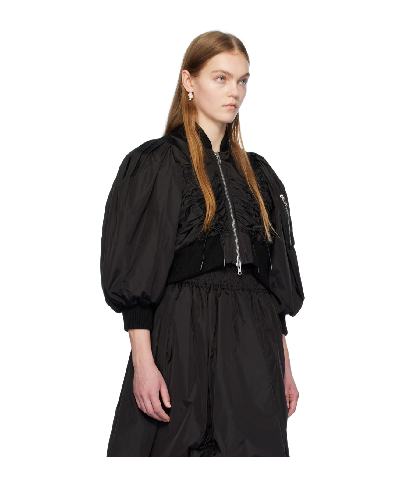 Simone Rocha Black Cropped Bomber Jacket In Black