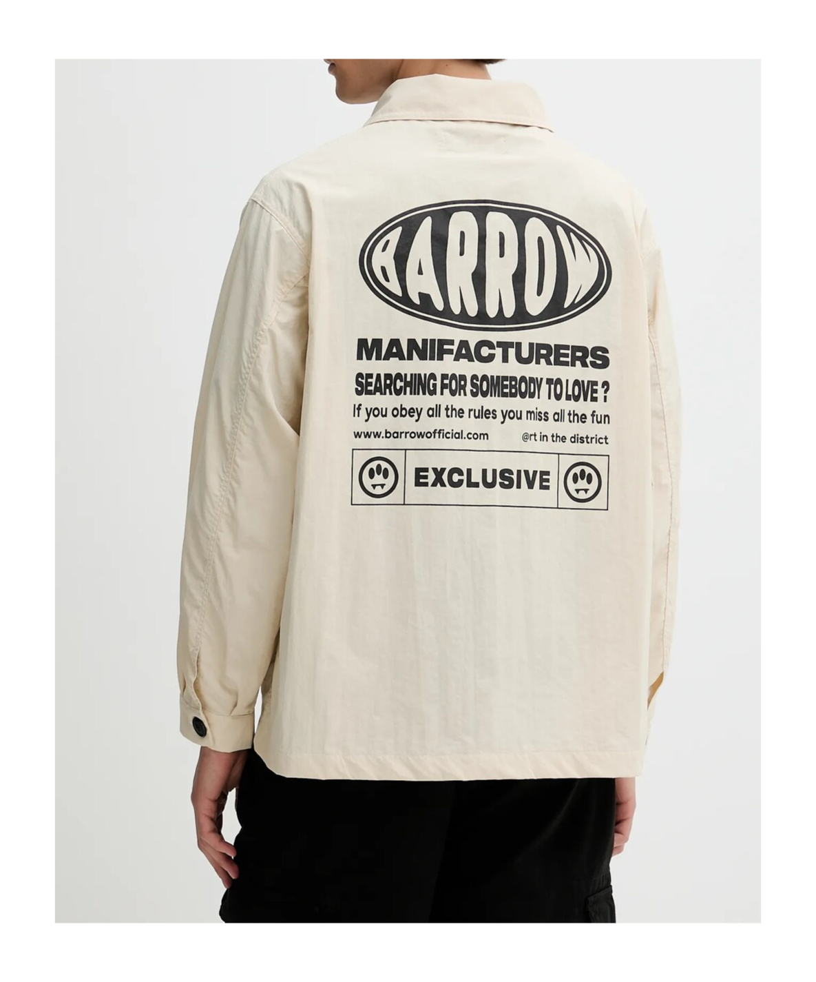 Barrow Logo Printed Button-up Shirt Jacket In Neutral