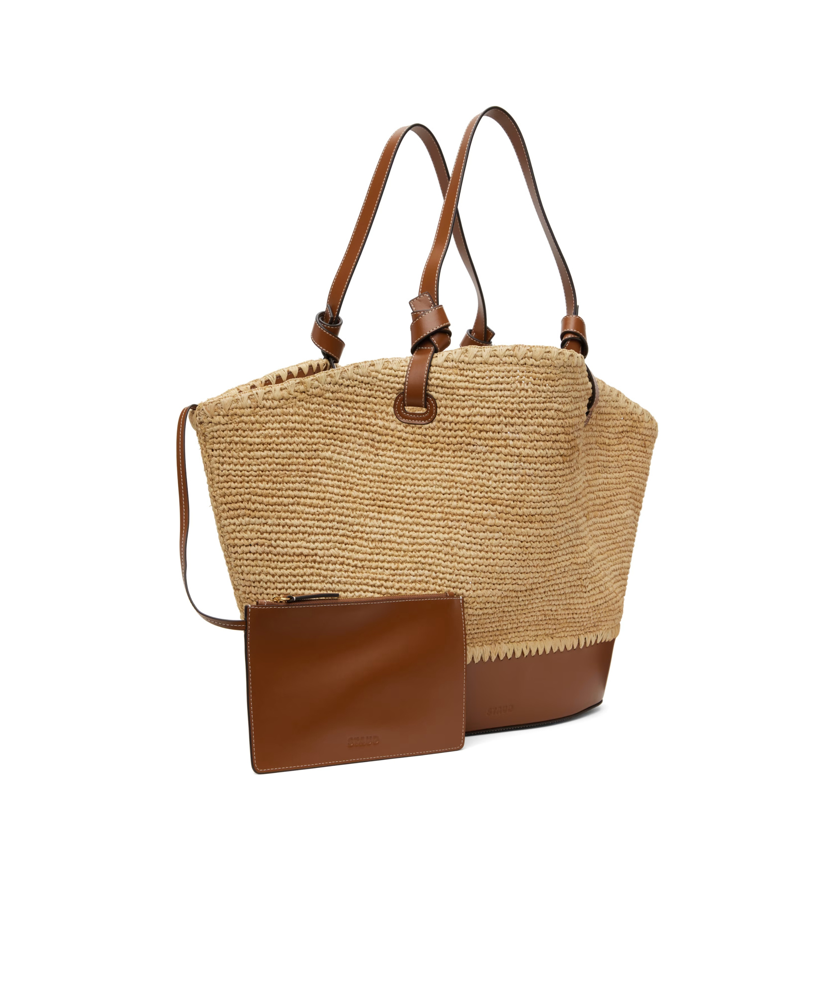 Staud Double Handle Shoulder Bag In Camel