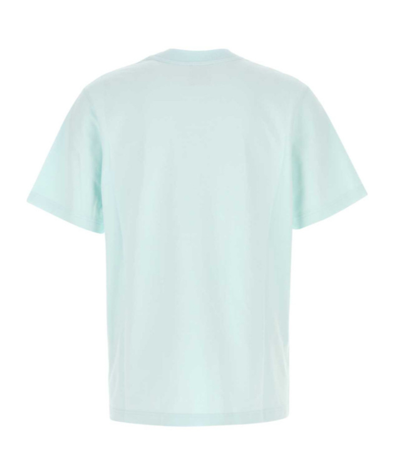 Casablanca Short-sleeved T-shirt In Light Blue Cotton With Graphic Print In Blue