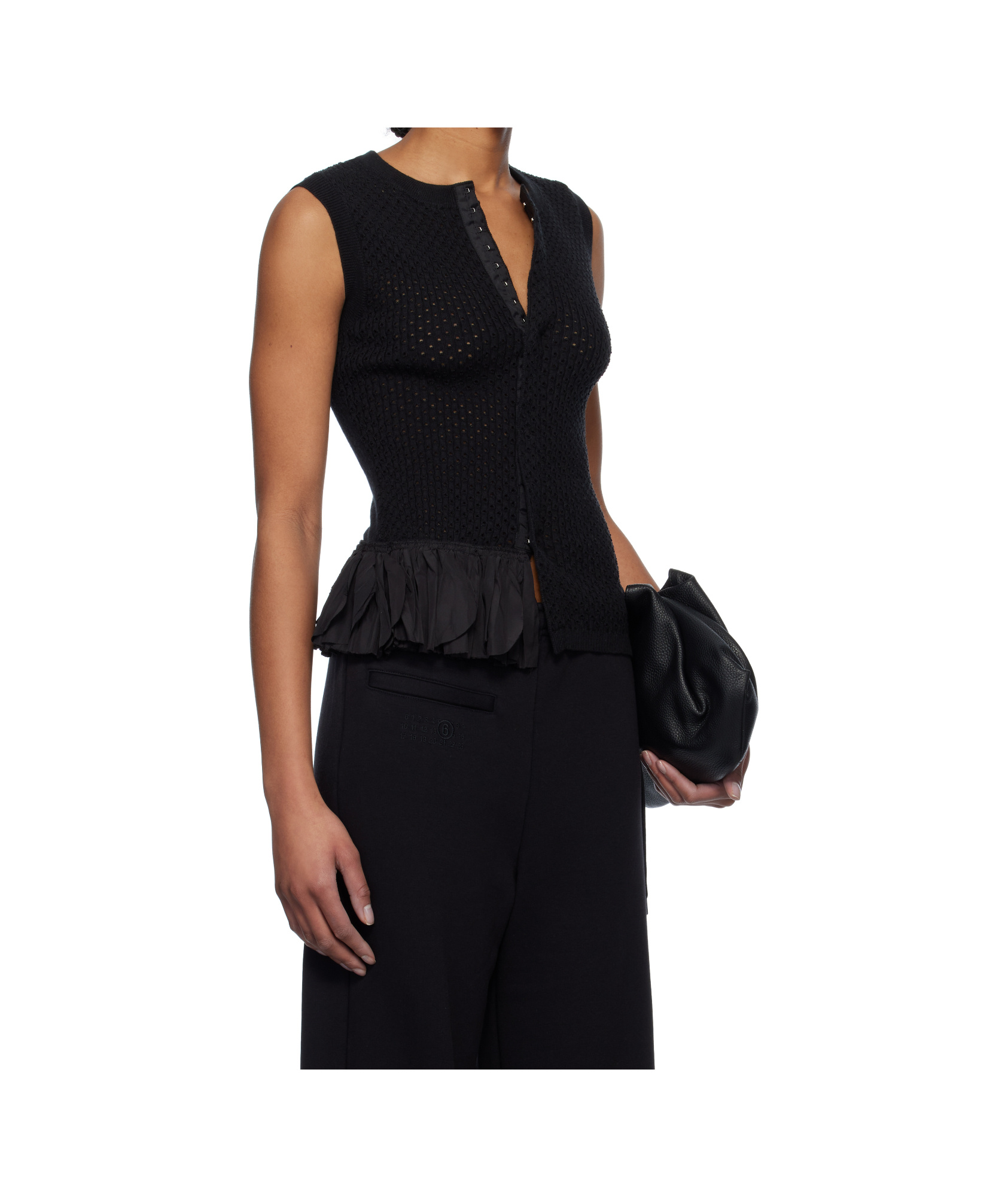 Shop Mm6 Maison Margiela Knitted Top In Black