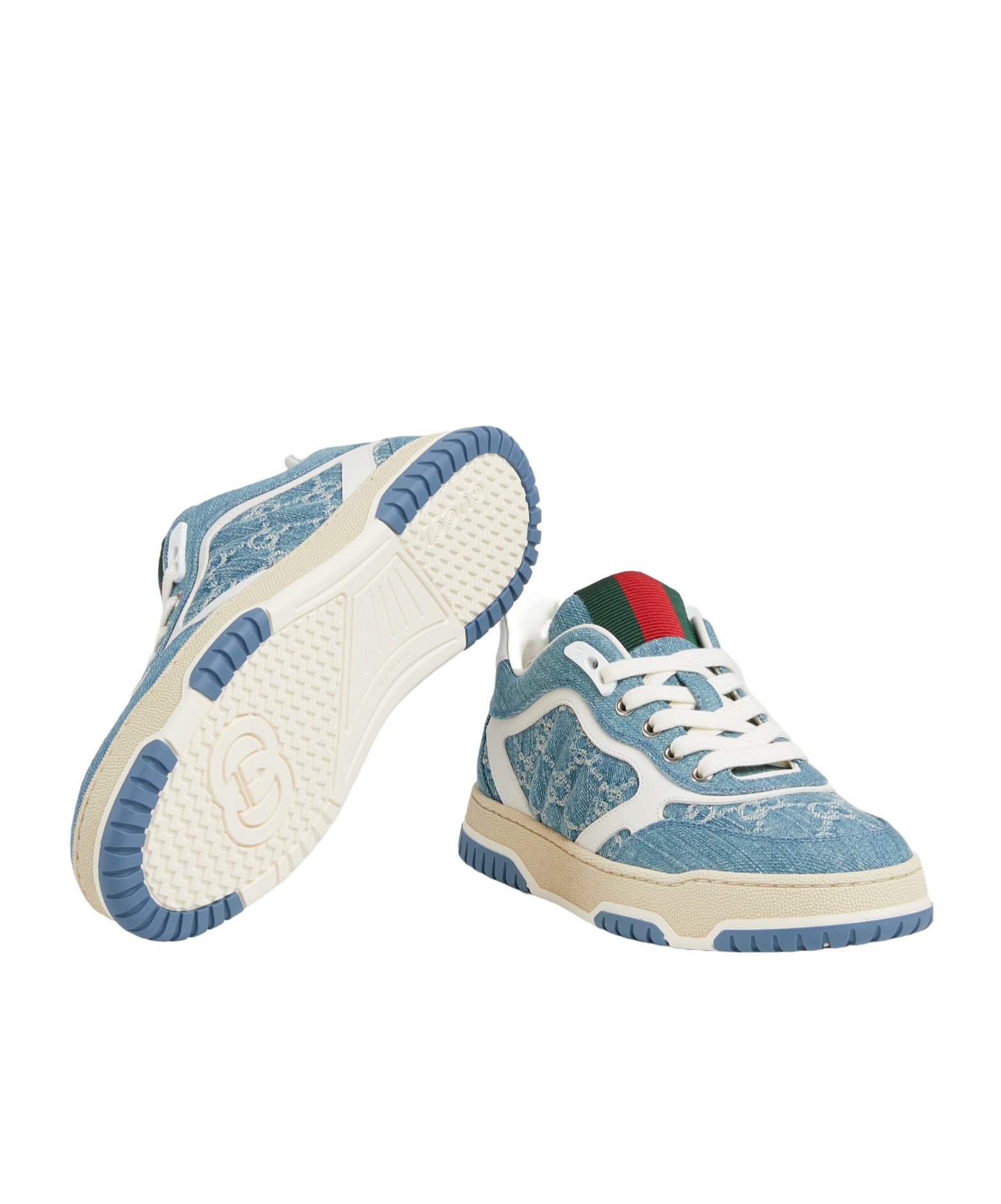 Gucci Re-web Denim Sneakers In Blue