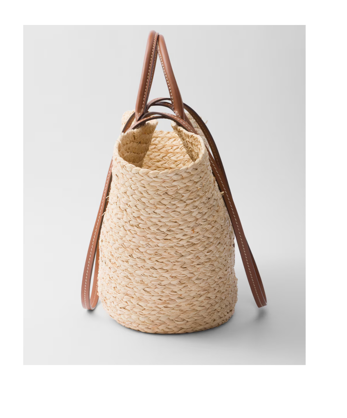 Prada Large Woven Fabric And Leather Tote Bag In Nude