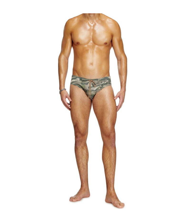 Diesel Khaki Alifie-utlt Swim Briefs In Green