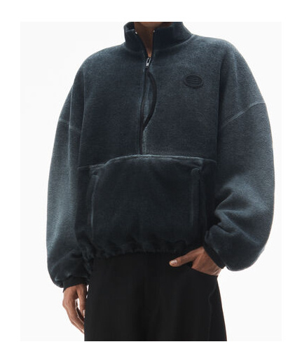 Alexander Wang Half-zip Hoodie In Cotton In Black