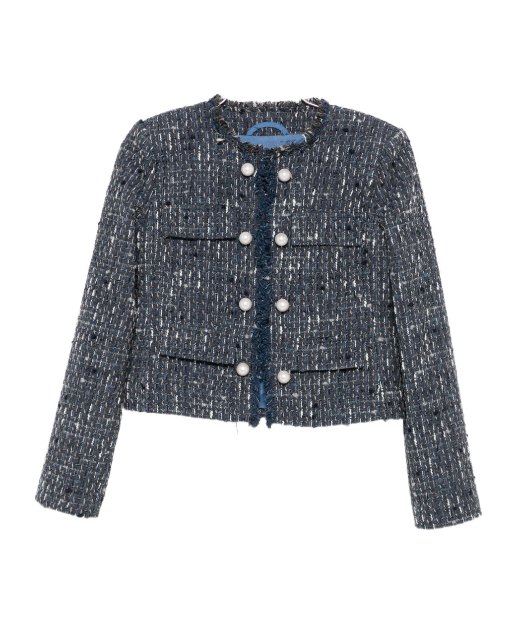 Liu •jo Cropped Casual Jacket In Blue
