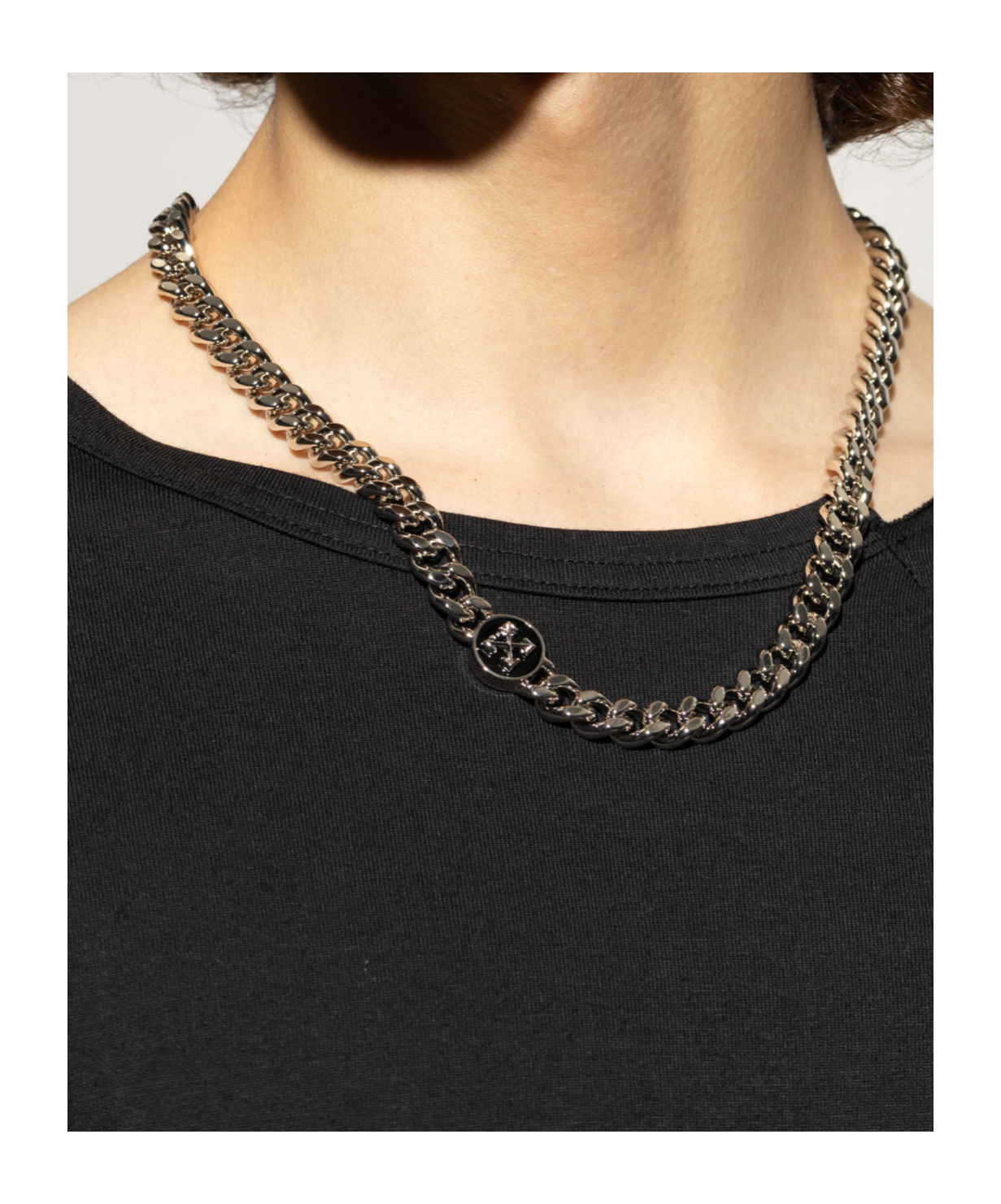 Off-white Arrows-charm Curb-chain Necklace In Silver