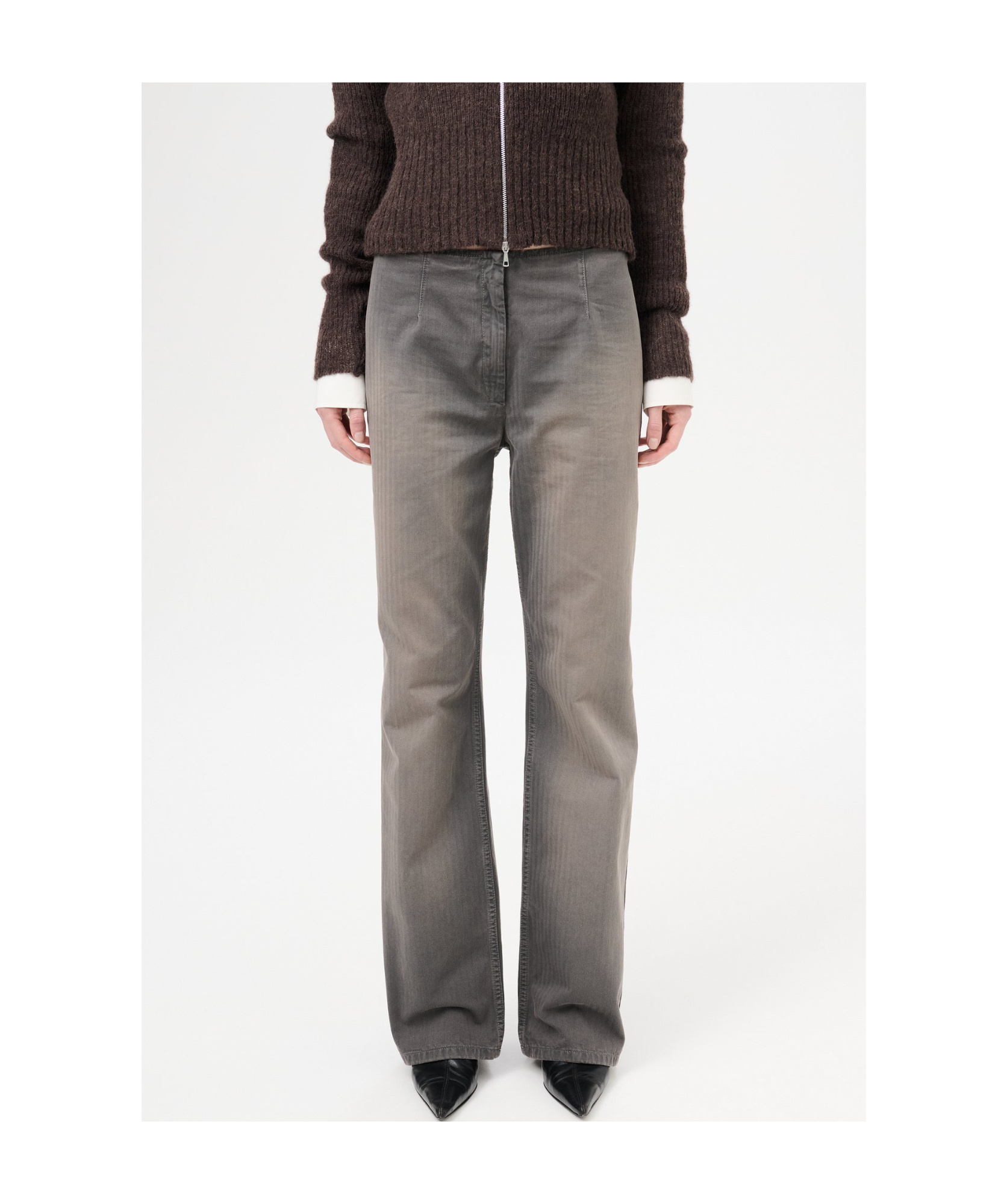 Our Legacy Faded Herringbone Motorcycle Pants In Brown