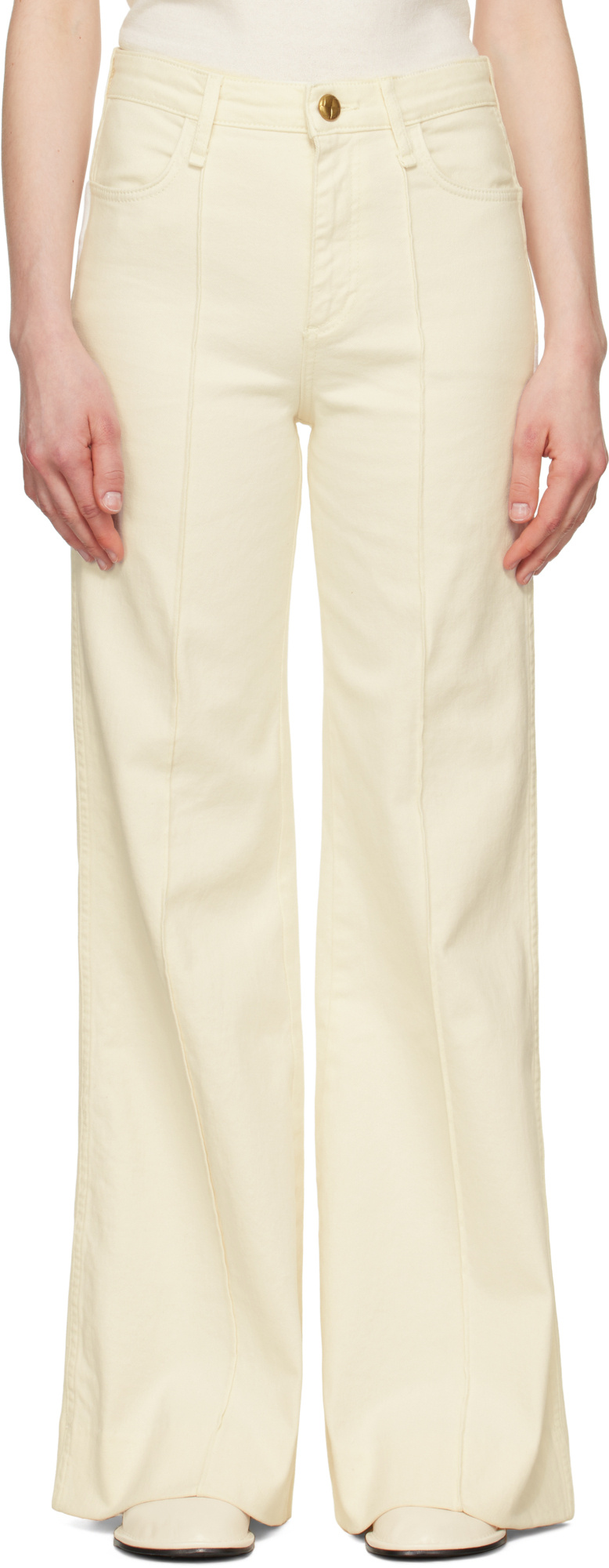 Rag & Bone Off-white Skylar Wide-leg Flare Jeans In Nude