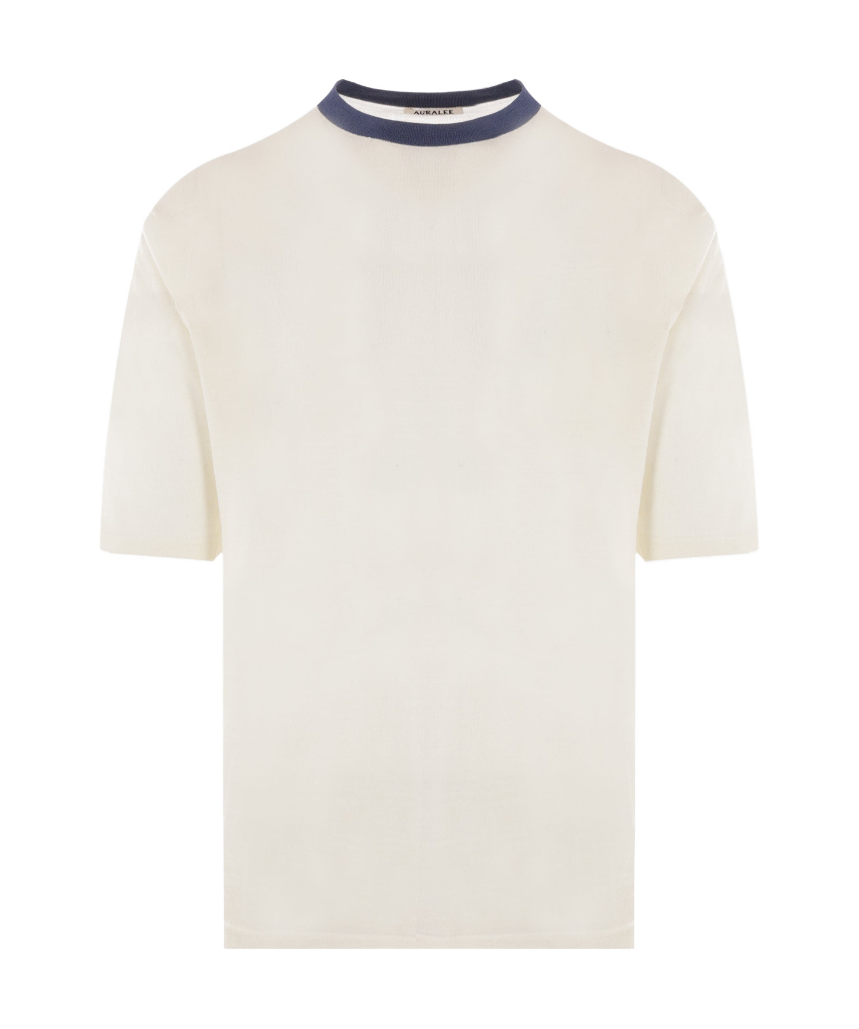 Auralee Contrasting-collar Short-sleeved T-shirt In White
