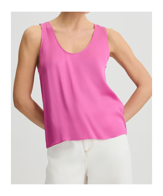 Liu •jo Peony Pink Satin Top In Pink