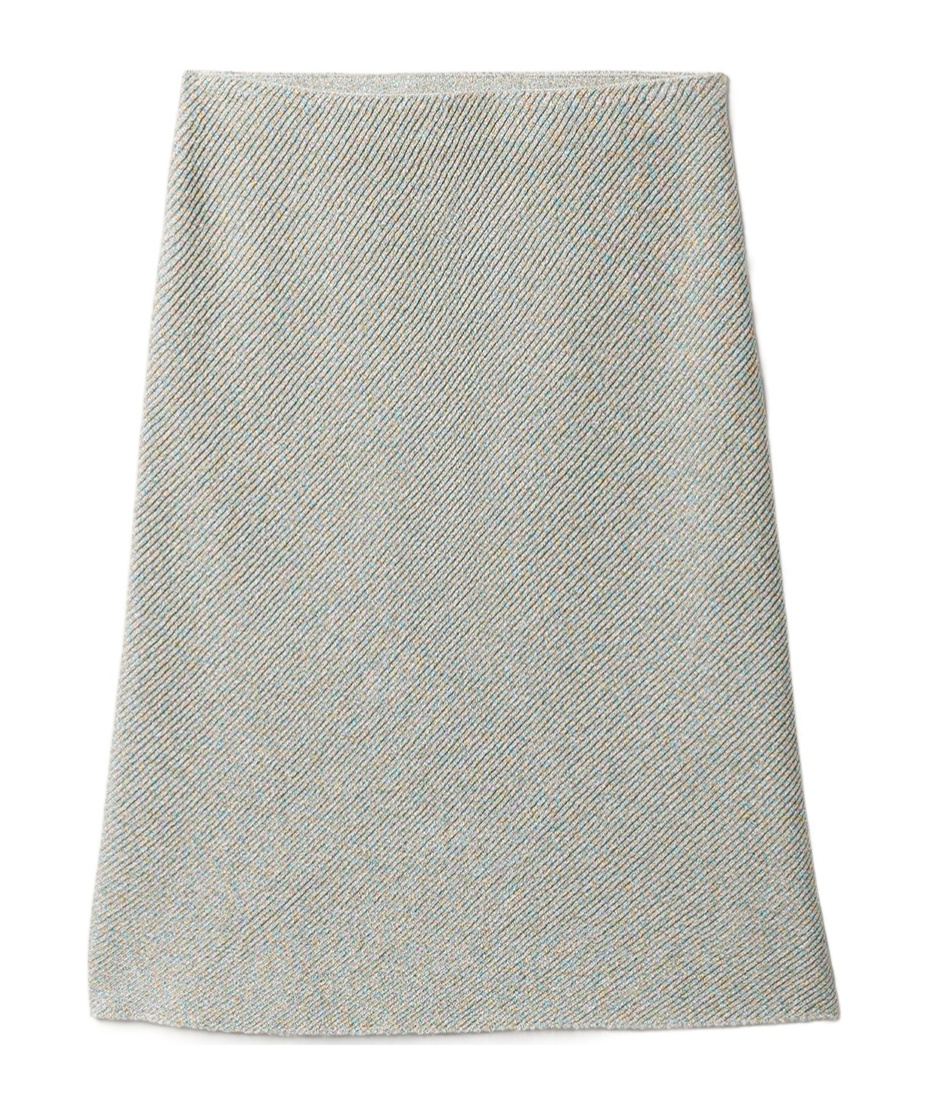 Miu Miu Ribbed-knit Flared Skirt In Gray