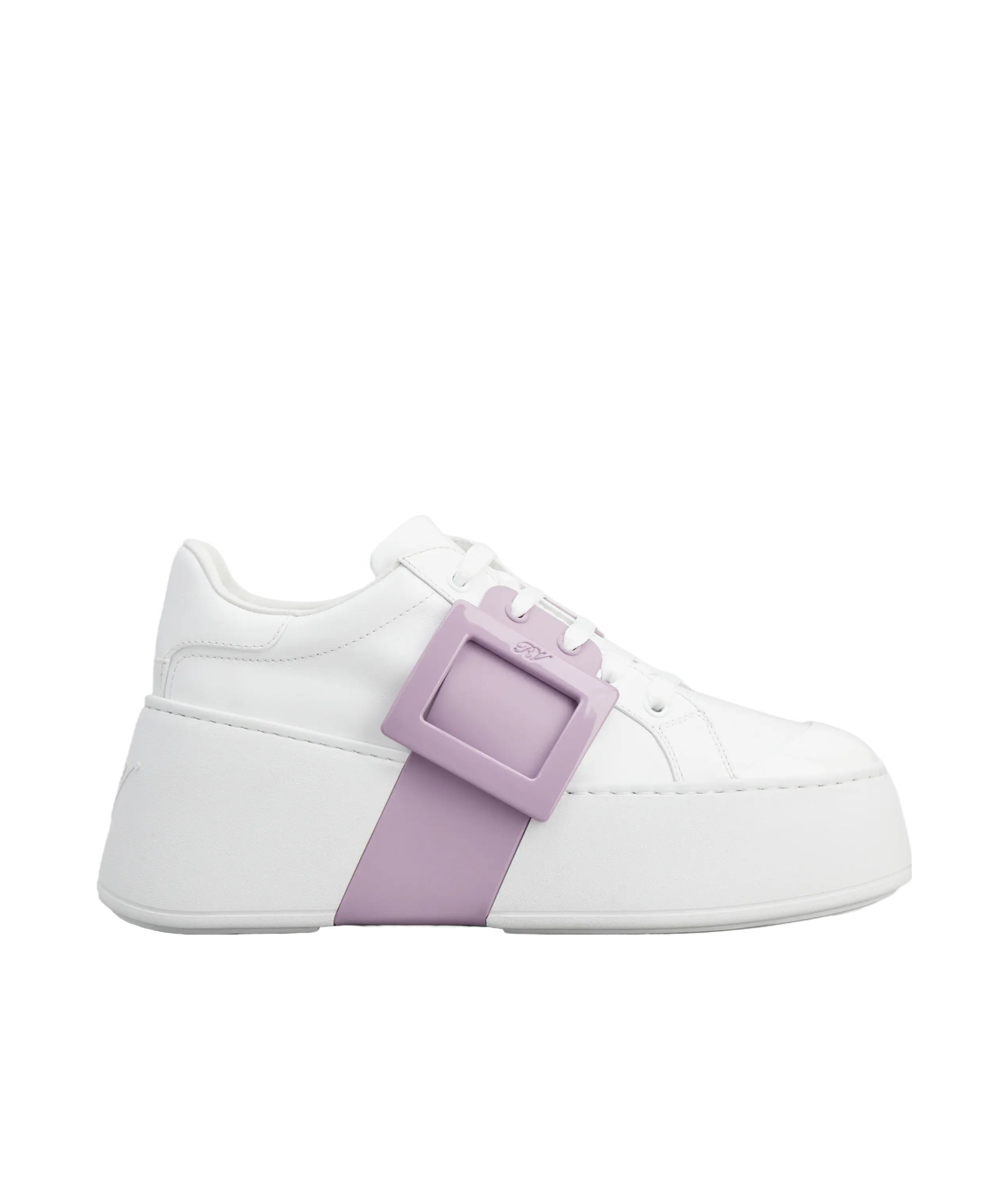 Roger Vivier Elegant Leather Skate Sneakers With Patent Toe In White