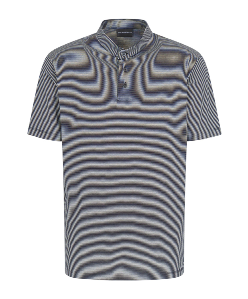 Emporio Armani Polo Rayé En Coton In Gray