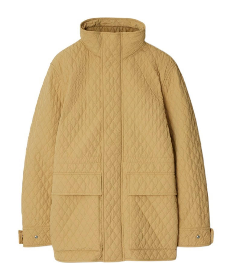 Shop Burberry Quilted Hooded Jacket In Nude